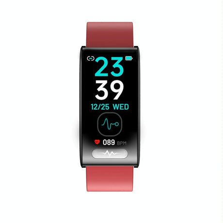 Smart Watch With Heart / Bp / Oxygen / Sugar Monitoring Silicone Strap Colour Screen - Black