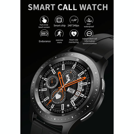 Waterproof Smart Bracelet With Touch Screen Bluetooth Call And Heart Rate Monitor - Black