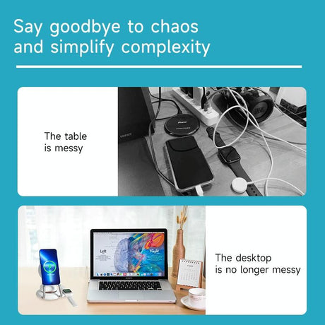 15W 3 In 1 Transparent Magnetic Wireless Charger - Black