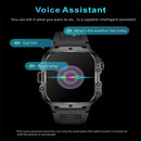 1.96 Inch Colour Screen Smart Watch Silicone Strap Support Bluetooth Call - Black