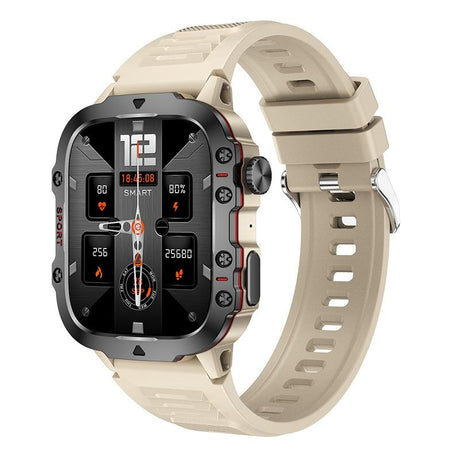 1.96 Inch Colour Screen Smart Watch Silicone Strap Support Bluetooth Call - Black
