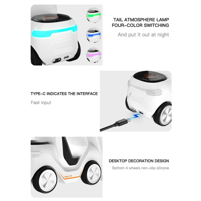 5 In 1 Car Desktop Alarm Clock With Wireless Charging - White