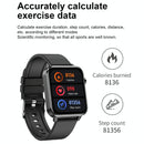 1.7 Inch Tft Colour Screen Ip68 Waterproof Smart Watch Support Blood Oxygen Monitoring / Body Temperature Monitoring / Ai Medical Diagnosis - Leather Strap - Black
