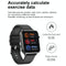 1.7 Inch Tft Colour Screen Ip68 Waterproof Smart Watch Support Blood Oxygen Monitoring / Body Temperature Monitoring / Ai Medical Diagnosis - Leather Strap - Black