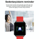 1.7 Inch Tft Colour Screen Ip68 Waterproof Smart Watch Support Blood Oxygen Monitoring / Body Temperature Monitoring / Ai Medical Diagnosis - Leather Strap - Black