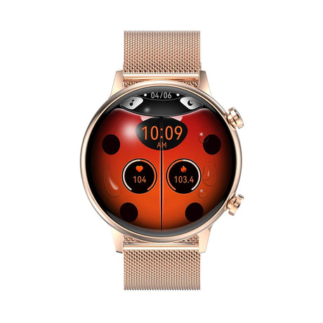 1.1 Inch Smart Stainless Steel Band Watch Support Bluetooth Call / Blood Oxygen Monitoring - Gold