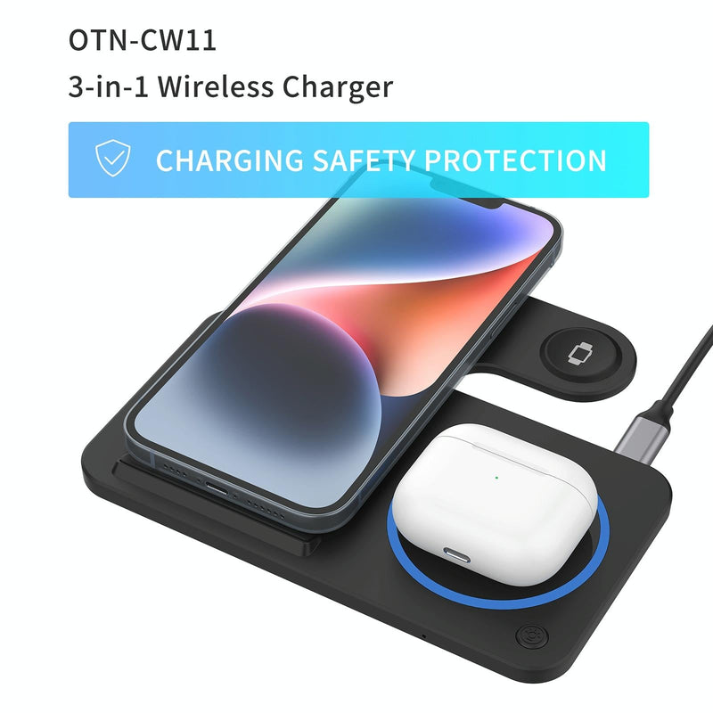 3 In 1 Folding Wireless Charger Black