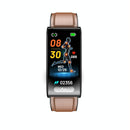Health Monitoring Smart Leather Strap Watch With Colour Screen - Black