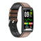 Health Monitoring Smart Leather Strap Watch With Colour Screen - Black
