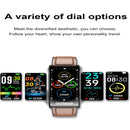 Health Monitoring Smart Leather Strap Watch With Colour Screen - Black