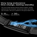 Health Monitoring Smart Leather Strap Watch With Colour Screen - Black