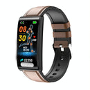 Health Monitoring Smart Leather Strap Watch With Colour Screen - Black