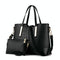 Vintage 2-In-1 Messenger Bag With Crocodile Pattern And Leather Wallet - Black