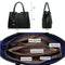 Vintage 2-In-1 Messenger Bag With Crocodile Pattern And Leather Wallet - Black