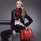 Vintage 2-In-1 Messenger Bag With Crocodile Pattern And Leather Wallet - Black