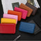 Stainless Steel Magnetic Business Card Holder Pu Leather Case - Red