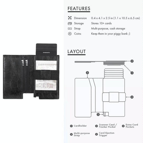 Pop-up Rfid Bifold Wallet with Card Holder - Black