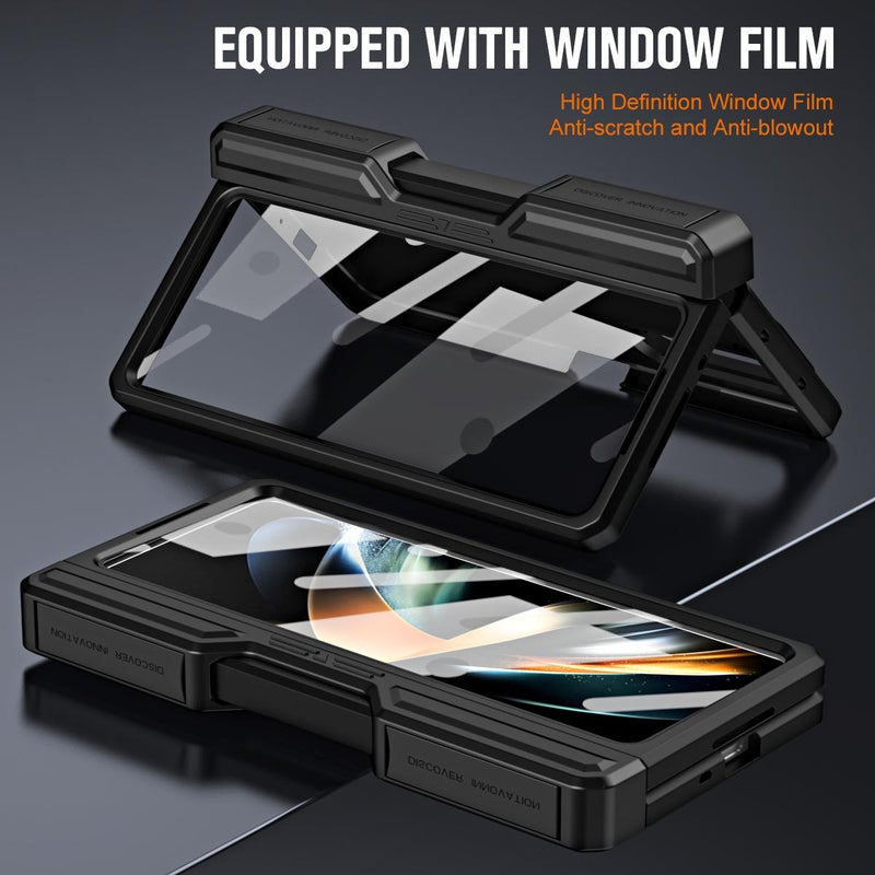 For Samsung Galaxy Z Fold4 5G Shockproof Tpu Pc Case With Pen - Black