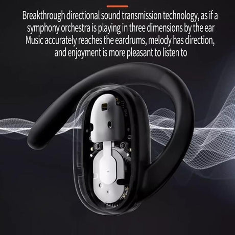 Wireless Stereo Earphones with Charging Case - Hanging Ear Design - Black