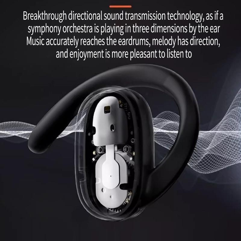 Wireless Stereo Earphones with Charging Case - Hanging Ear Design - Black