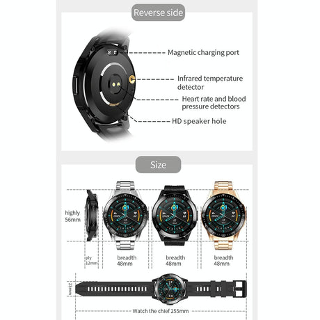 1.3 Inch Full-Fit Round Screen Smart Watch Support Sleep Monitor / Heart Rate Monitor / Temperature Monitoring Black