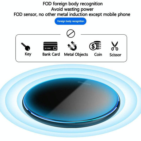 15W Round Acrylic Mirror Wireless Charger - Black