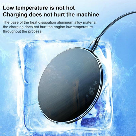 15W Round Acrylic Mirror Wireless Charger - Black