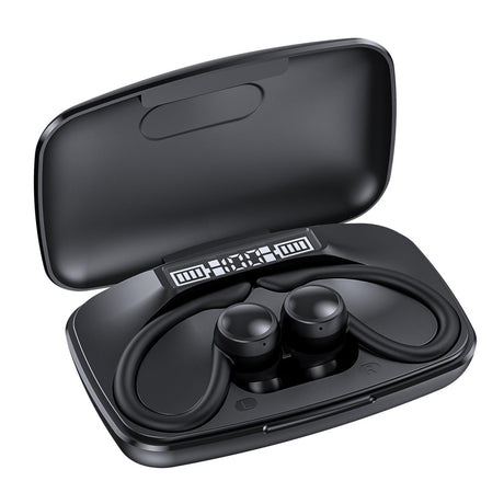 Led Bluetooth Earphones with Noise Reduction and Power Bank Function - Black