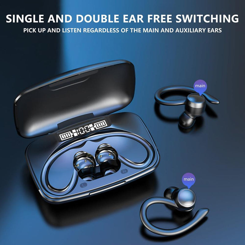 Led Bluetooth Earphones with Noise Reduction and Power Bank Function - Black
