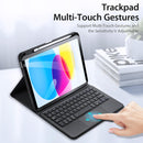 2022 Bluetooth Keyboard Leather Case For Ipad 10.9 With Touchpad & Smart Sleep - Black