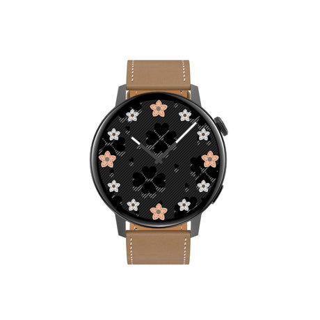 Smart Leather Watch With Colour Screen - Black