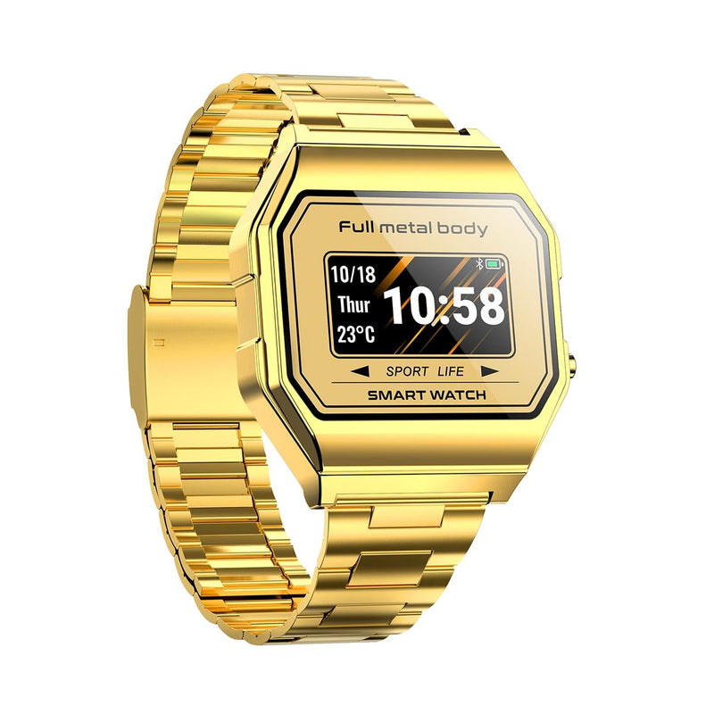 Waterproof Steel Smart Watch With Colour Screen - Black