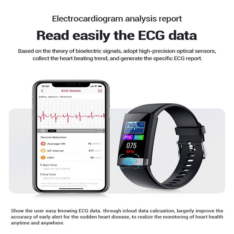Smart Watch With Heart / Bp / Oxygen / Glucose Monitoring Available - Black