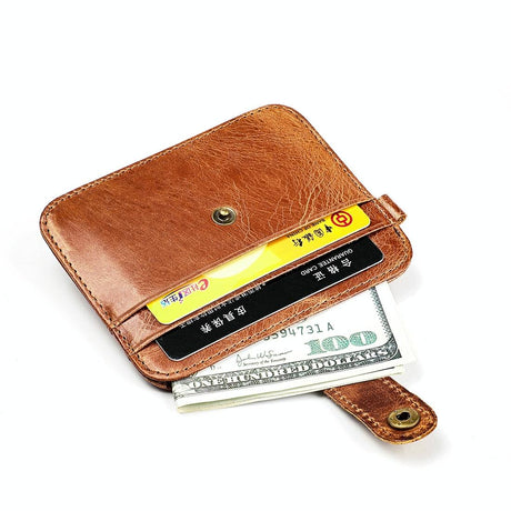 Brown Crazy Horse Leather Card Holder Wallet