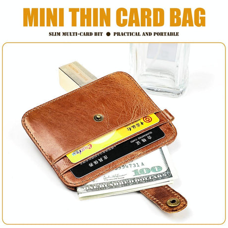 Brown Crazy Horse Leather Card Holder Wallet