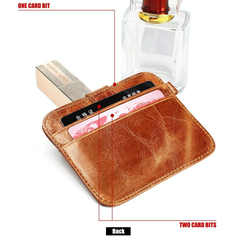 Brown Crazy Horse Leather Card Holder Wallet