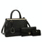 Patchwork Stone Pattern Handbag - Shoulder / Crossbody - Black