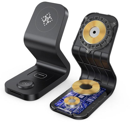 3 In 1 Magnetic Wireless Charger For Mobile Devices Black