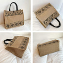 Simple Linen Tote Bag With Large Capacity - Style Print - Triangle