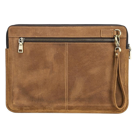 14.2 Inch Leather Laptop Sleeve For Macbook Pro - Black - Brown
