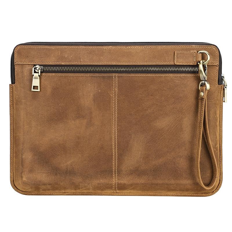 14.2 Inch Leather Laptop Sleeve For Macbook Pro - Black - Brown