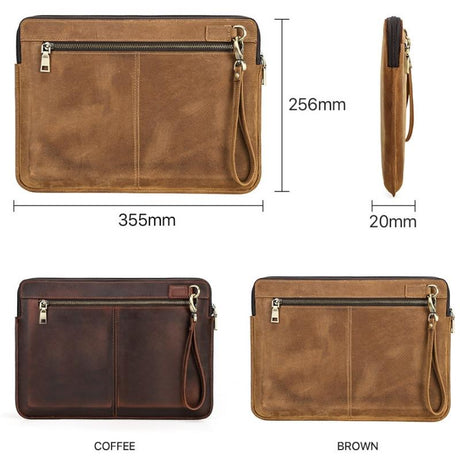 14.2 Inch Leather Laptop Sleeve For Macbook Pro - Black - Brown