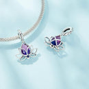 925 Sterling Silver Lotus Pendant Tourmaline Bracelet Beads