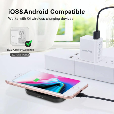 3 In 1 Portable Wireless Charger For Iphone Airpods And Iwatch - Black