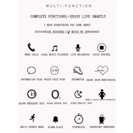 Smart Bracelet With Touch Screen Heart Monitoring Voice Control And Cycle Reminder - White
