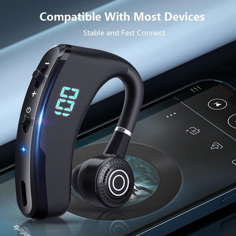 V9s Wireless Earphones with Noise Cancellation and Led Display - Black Single Ear