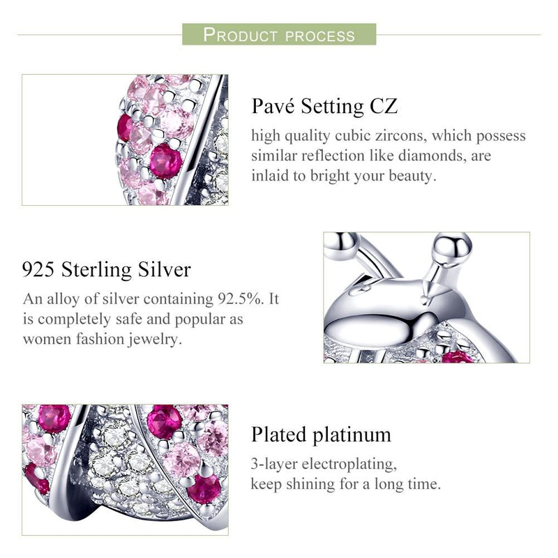 925 Sterling Silver Zircon Ladybug Bracelet / Necklace Set - Silver