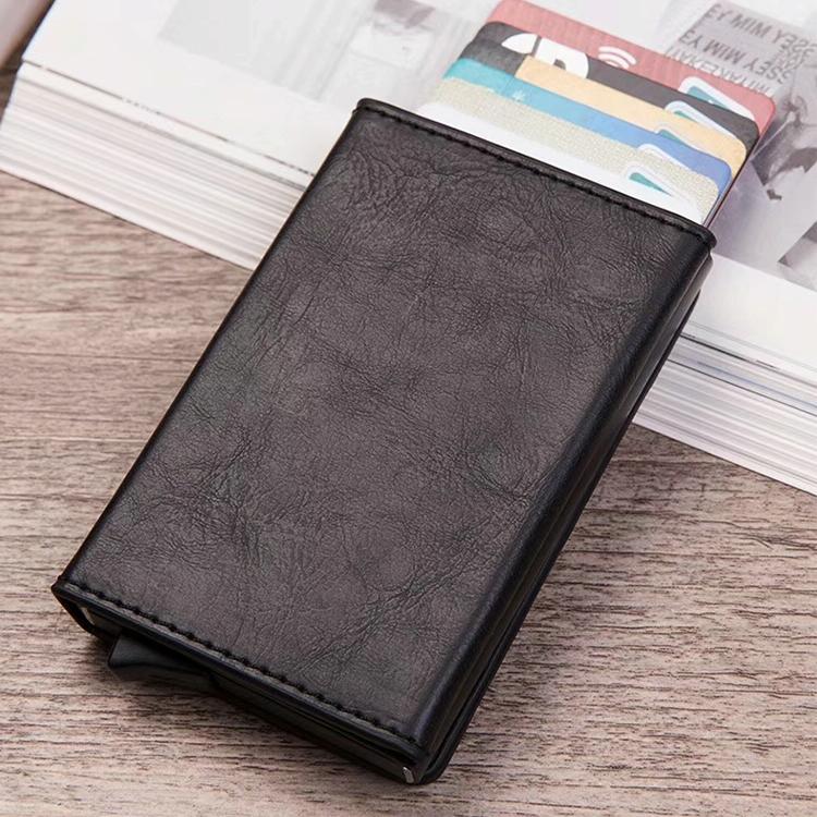 Aluminum Rfid Card Holder with Automatic Pop-up Function - Black