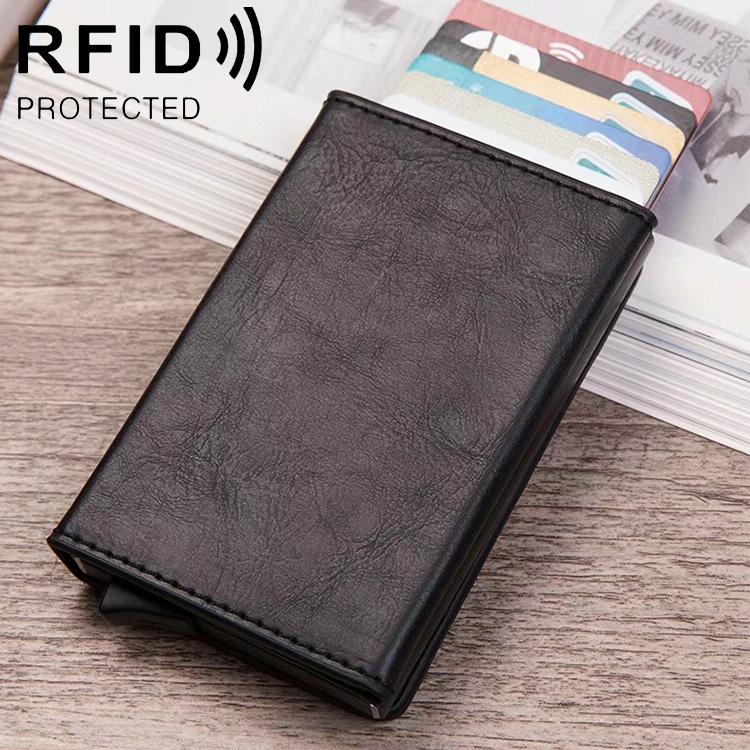 Aluminum Rfid Card Holder with Automatic Pop-up Function - Black