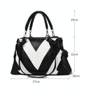 Soft Leather Geometric Handbag - Colourblock - Red Wine